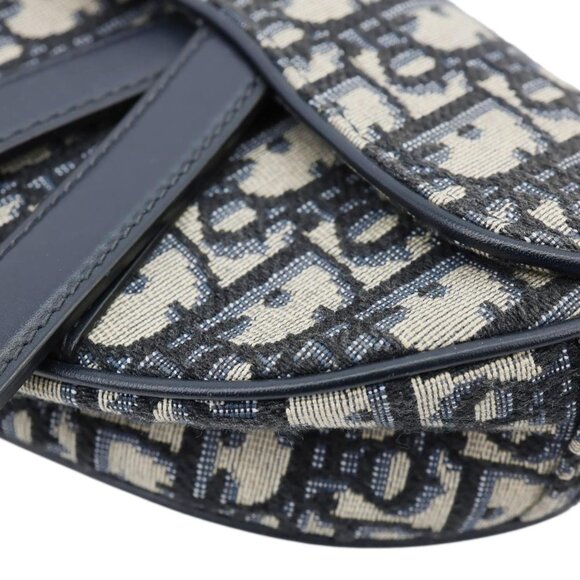 CHRISTIAN DIOR  Saddle Oblique Jacquard Satchel Bag Navy Blue - Picture 7 of 11
